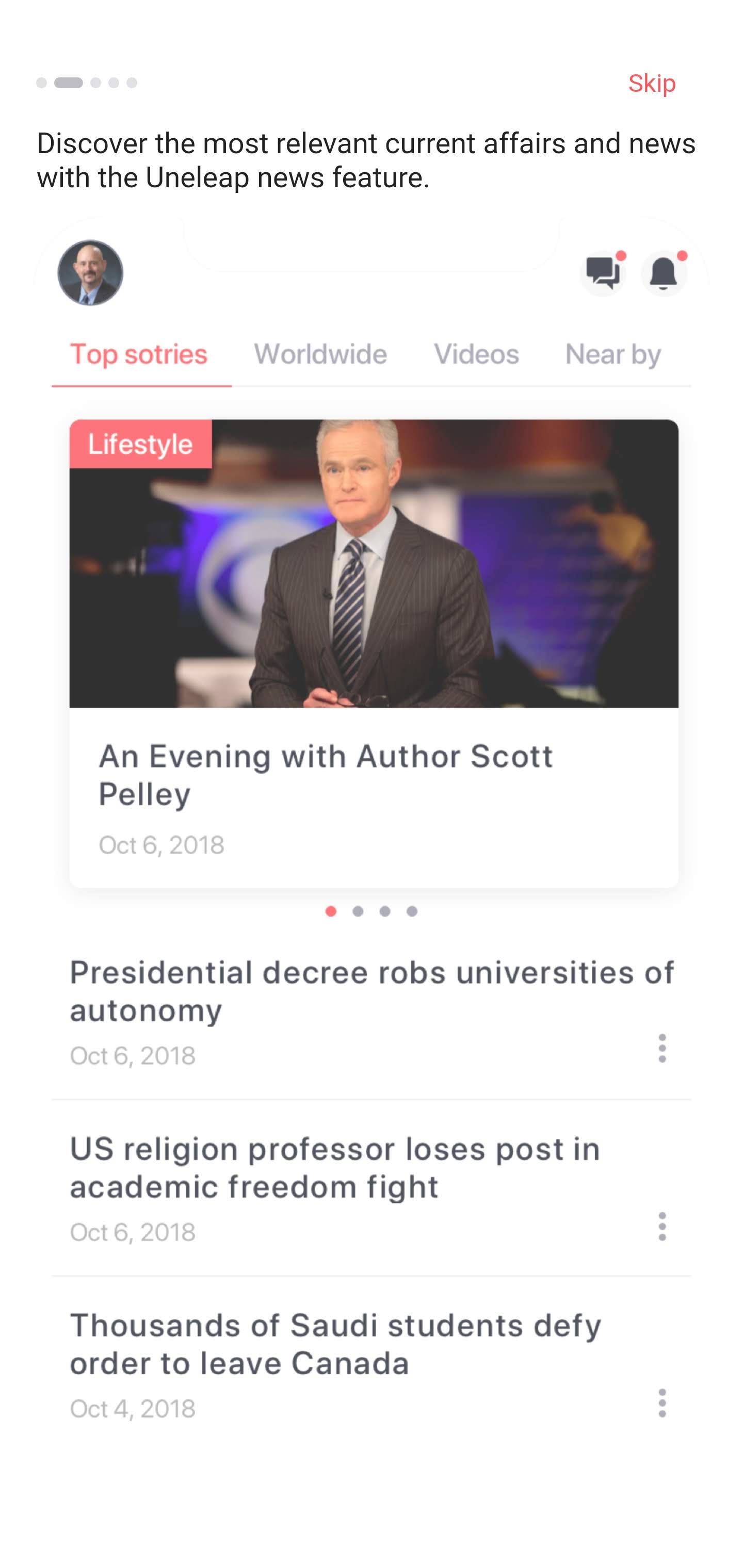 Original Uneleap News screenshot